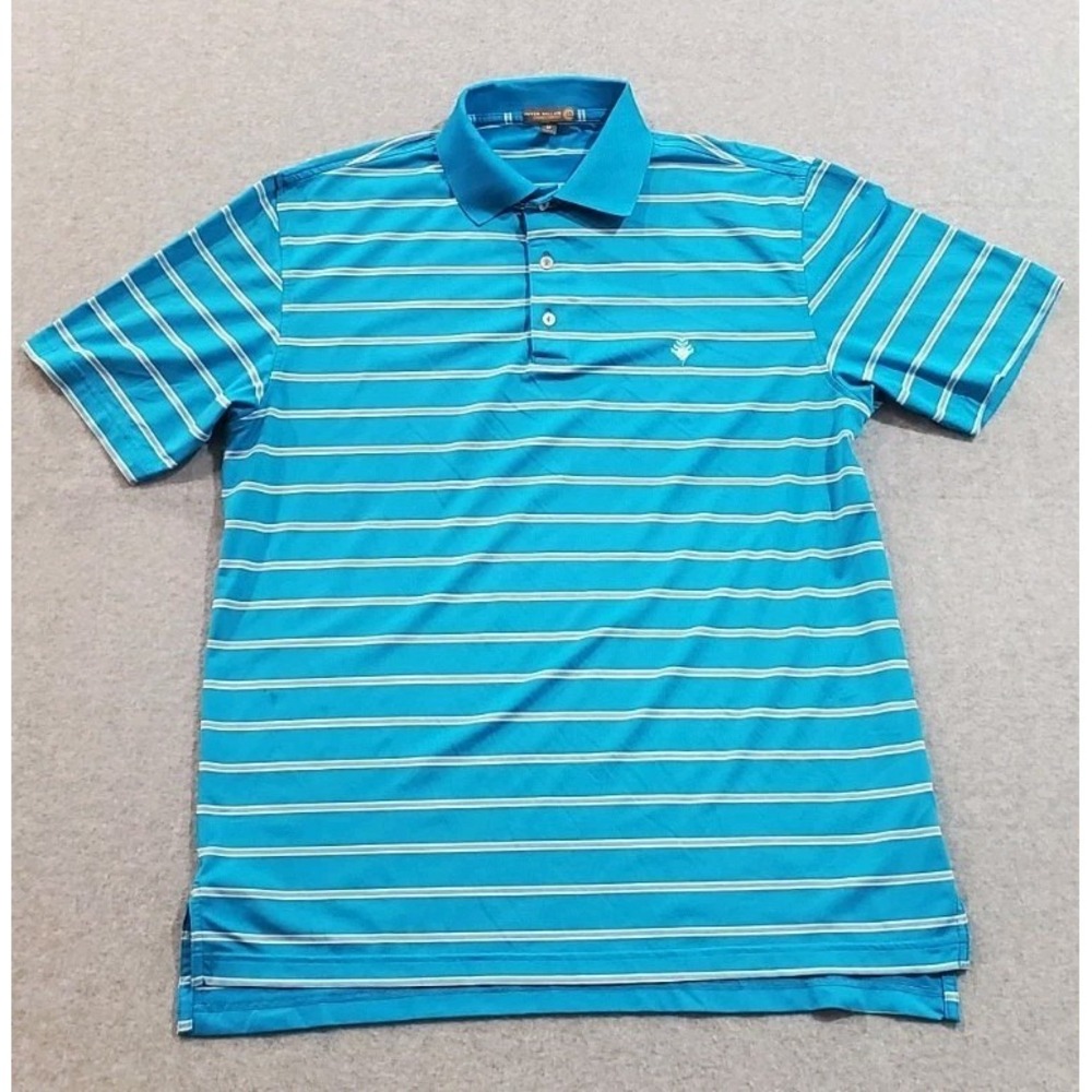 Peter Millar Men's Summer Comfort Polo Shirt Medium Blue/White, Performance Golf